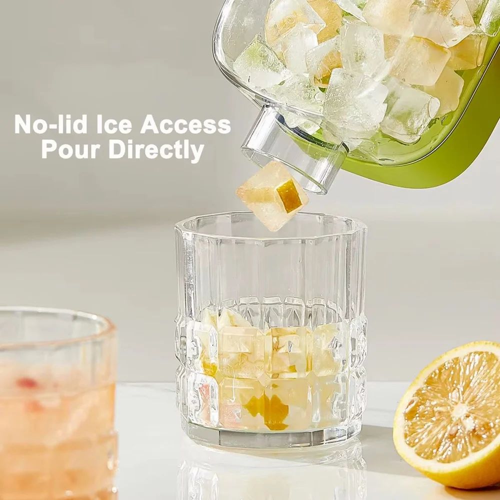 Ice Cube Maker Water Bottle Easy Press Release With Lid Ice Bin & Straw