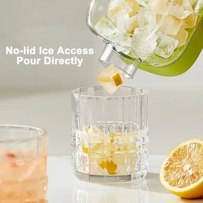 Ice Cube Maker Water Bottle Easy Press Release With Lid Ice Bin & Straw